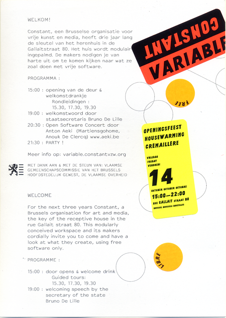 Constant Variable: opening flyer (cover)